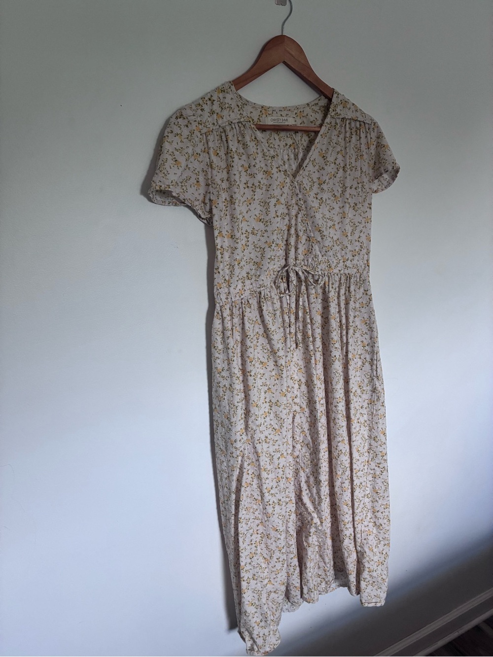 Christy Dawn Cream Midi Dress with Yellow Floral Print - Dawn Dress - Sun Spray - Picture 3 of 7
